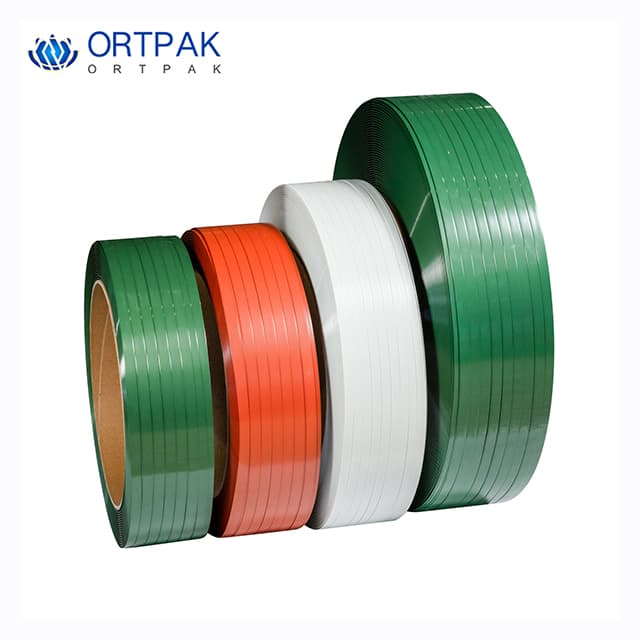 12mm green PET strap coil for light duty carton bundling and pallet securing